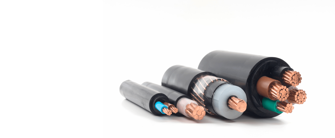 power cables electrical on white background.